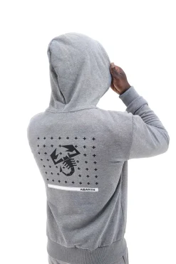 Abarth AH024ZP grauer Kapuzenpullover aus Baumwollmischung mit Reißverschluss