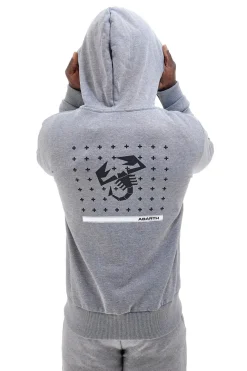 Abarth AH024ZP grauer Kapuzenpullover aus Baumwollmischung mit Reißverschluss