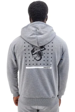 Abarth AH024ZP grauer Kapuzenpullover aus Baumwollmischung mit Reißverschluss