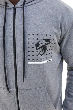 Abarth AH024ZP grauer Kapuzenpullover aus Baumwollmischung mit Reißverschluss