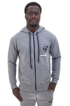 Abarth AH024ZP grauer Kapuzenpullover aus Baumwollmischung mit Reißverschluss