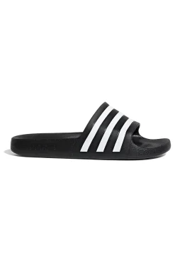 Adidas Adilette Aqua Schwarze Pantoletten mit weißen Bändern