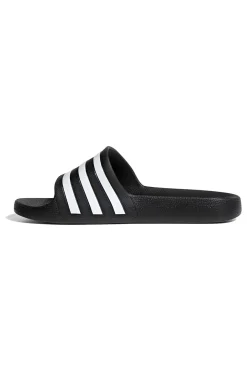 Adidas Adilette Aqua Schwarze Pantoletten mit weißen Bändern