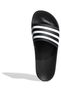 Adidas Adilette Aqua Schwarze Pantoletten mit weißen Bändern