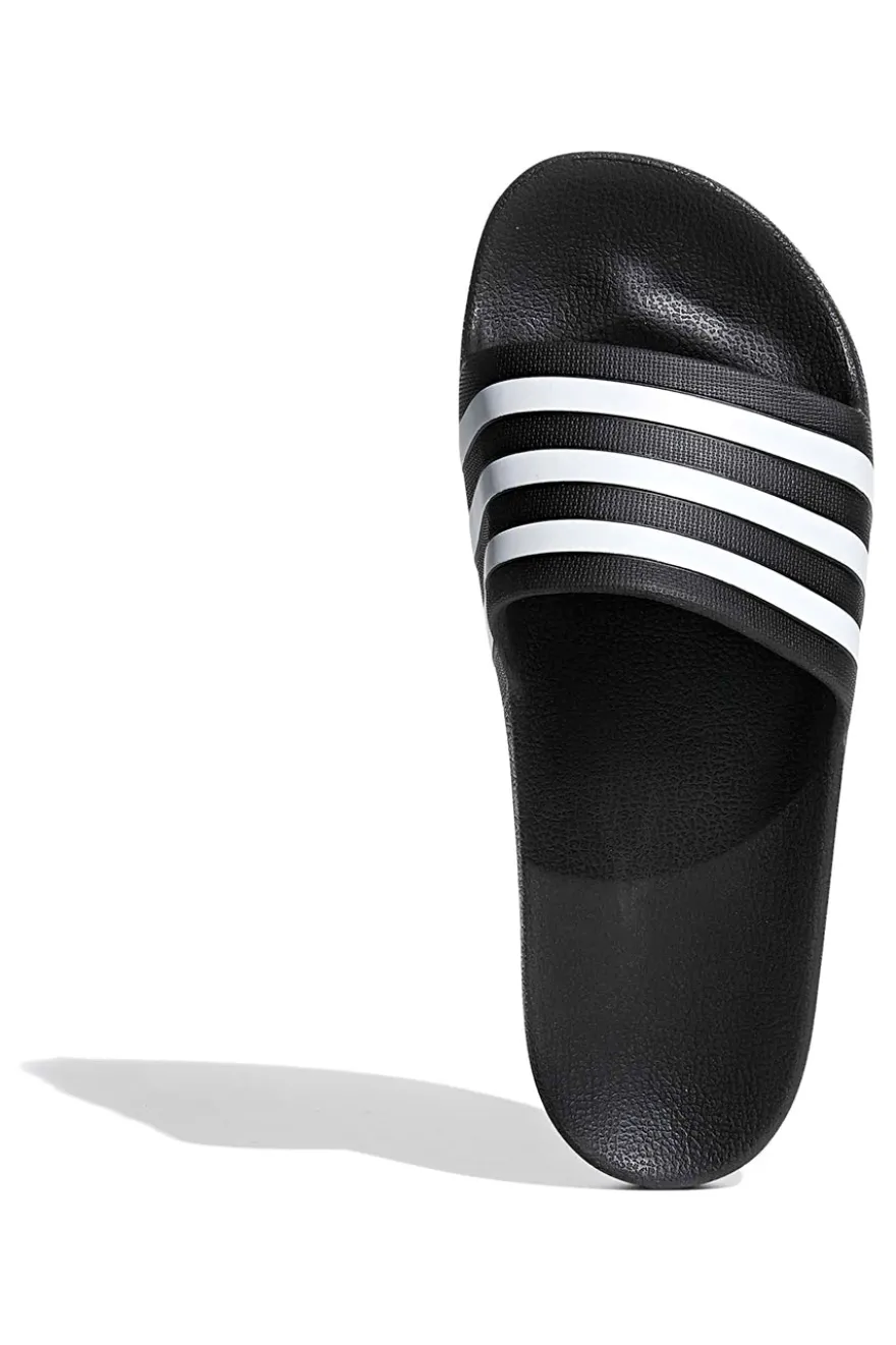 Adidas Adilette Aqua Schwarze Pantoletten mit weißen Bändern