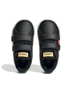Adidas Grand Court 2 CF I schwarze Schuhe mit mehrfarbigen Details und Klettverschluss