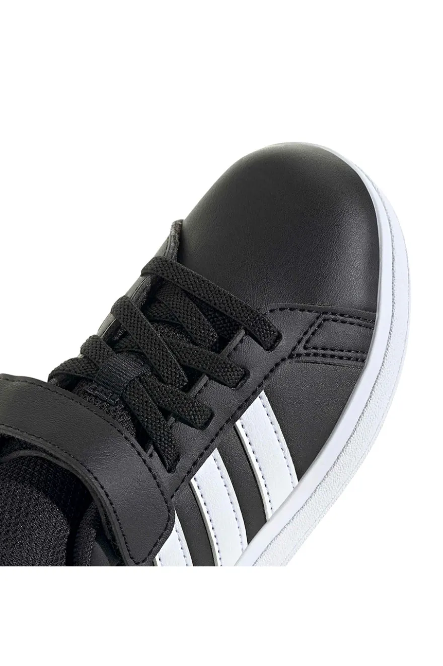 Adidas Grand Court 2 EL C schwarze Schuhe mit weißen Streifen und Klettverschluss
