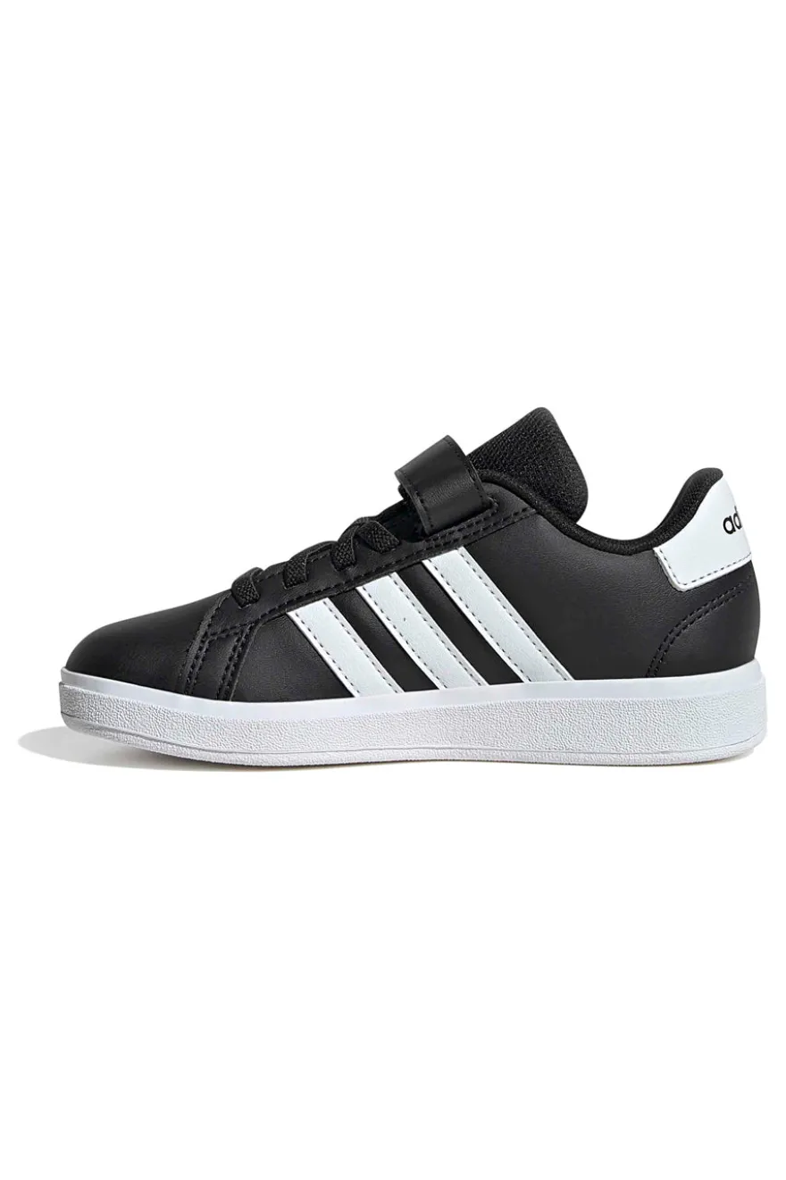 Adidas Grand Court 2 EL C schwarze Schuhe mit weißen Streifen und Klettverschluss