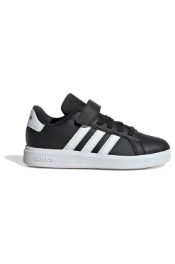Adidas Grand Court 2 EL C schwarze Schuhe mit weißen Streifen und Klettverschluss