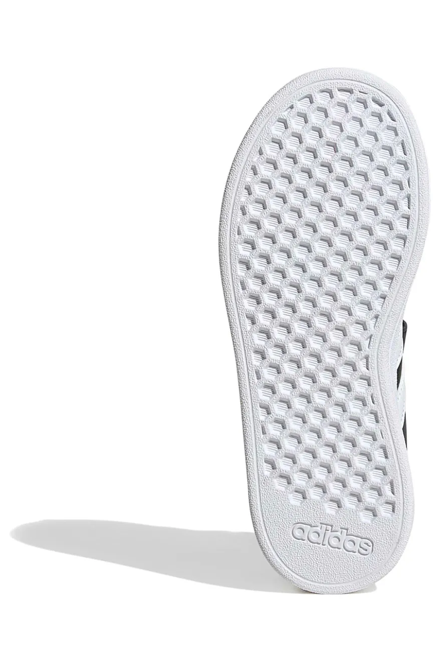 Adidas Grand Court 2 EL C schwarze Schuhe mit weißen Streifen und Klettverschluss