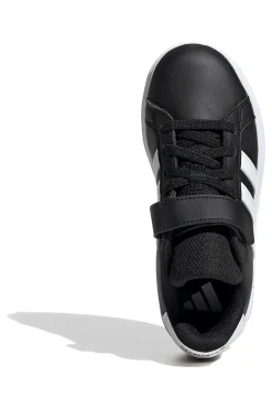 Adidas Grand Court 2 EL C schwarze Schuhe mit weißen Streifen und Klettverschluss