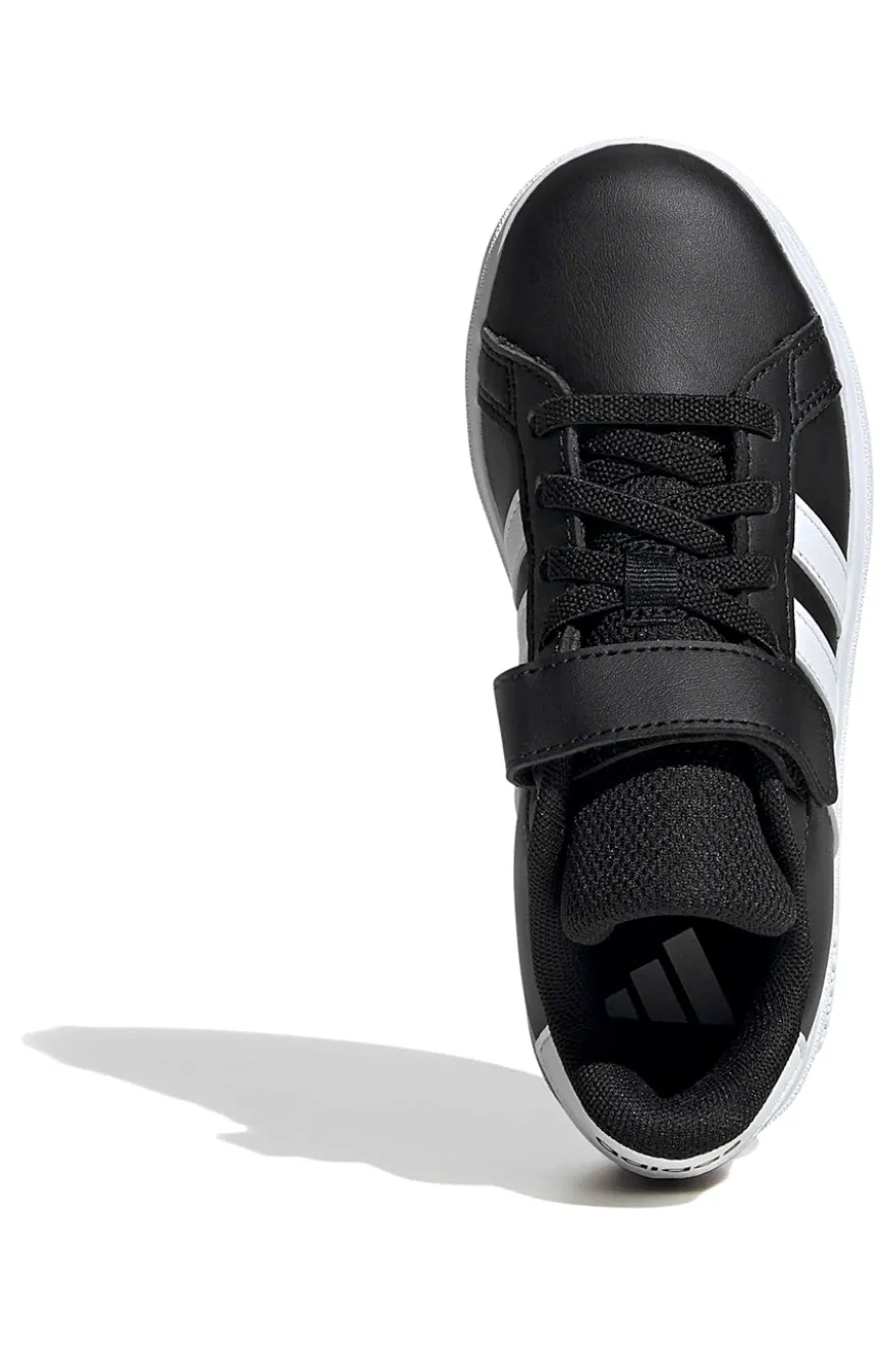 Adidas Grand Court 2 EL C schwarze Schuhe mit weißen Streifen und Klettverschluss