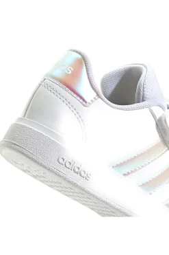 Adidas Grand Court 2.0 EL C – Weiße Sneakers mit schillernden Streifen und Klettverschluss