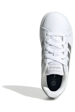 Adidas Grand Court 2 K – Weiße Sneakers mit silbernen Streifen