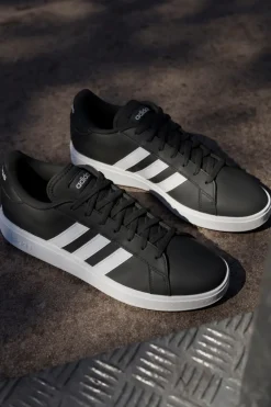 Adidas Grand Court Base 2 Schwarze Sneaker mit weißen 3-Streifen