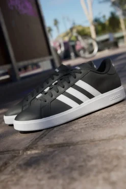 Adidas Grand Court Base 2 Schwarze Sneaker mit weißen 3-Streifen