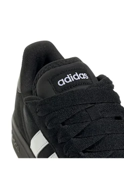 Adidas Grand Court Base 00er Retro-Sneaker in Schwarz mit weißen Streifen