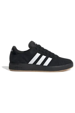 Adidas Grand Court Base 00er Retro-Sneaker in Schwarz mit weißen Streifen