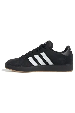 Adidas Grand Court Base 00er Retro-Sneaker in Schwarz mit weißen Streifen