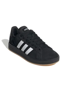 Adidas Grand Court Base 00er Retro-Sneaker in Schwarz mit weißen Streifen