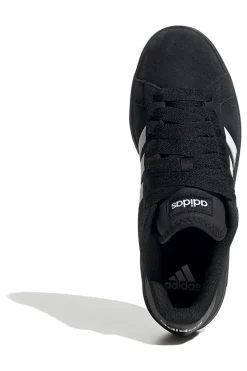 Adidas Grand Court Base 00er Retro-Sneaker in Schwarz mit weißen Streifen