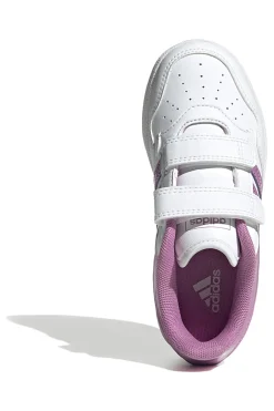 Adidas Hoops 4.0 CF C Sneaker in Weiß und Lila mit Klettverschluss