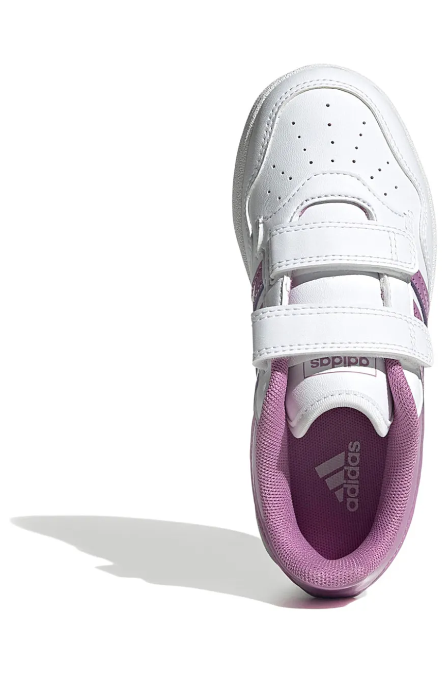 Adidas Hoops 4.0 CF C Sneaker in Weiß und Lila mit Klettverschluss