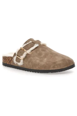 Altemberg 1214 Hausschuhe mit Doppelschnalle und Fellfutter, Taupe