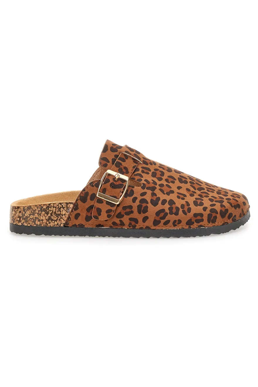 Altemberg 1106 Leopard Print Buckle Sabot Slippers