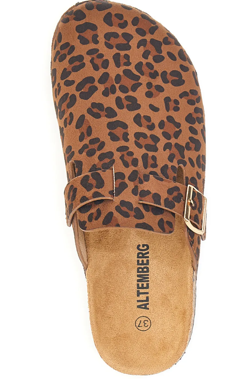 Altemberg 1106 Leopard Print Buckle Sabot Slippers