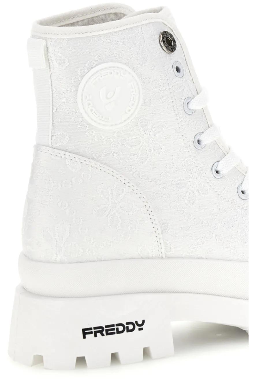 Anfibi bianchi platform tomaia ricamata Freddy S2617FY7691