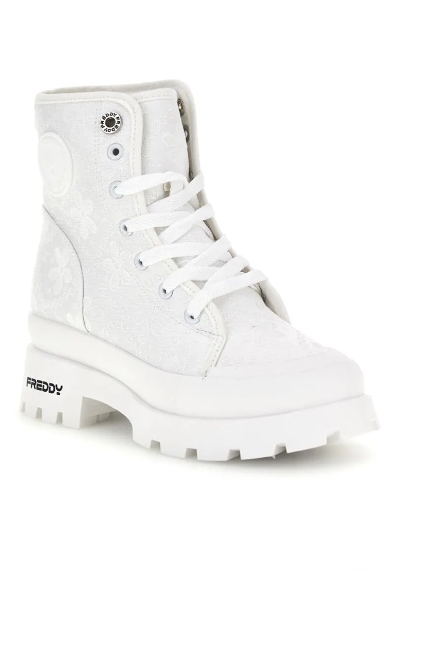 Anfibi bianchi platform tomaia ricamata Freddy S2617FY7691