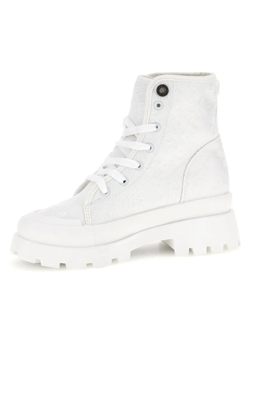 Anfibi bianchi platform tomaia ricamata Freddy S2617FY7691