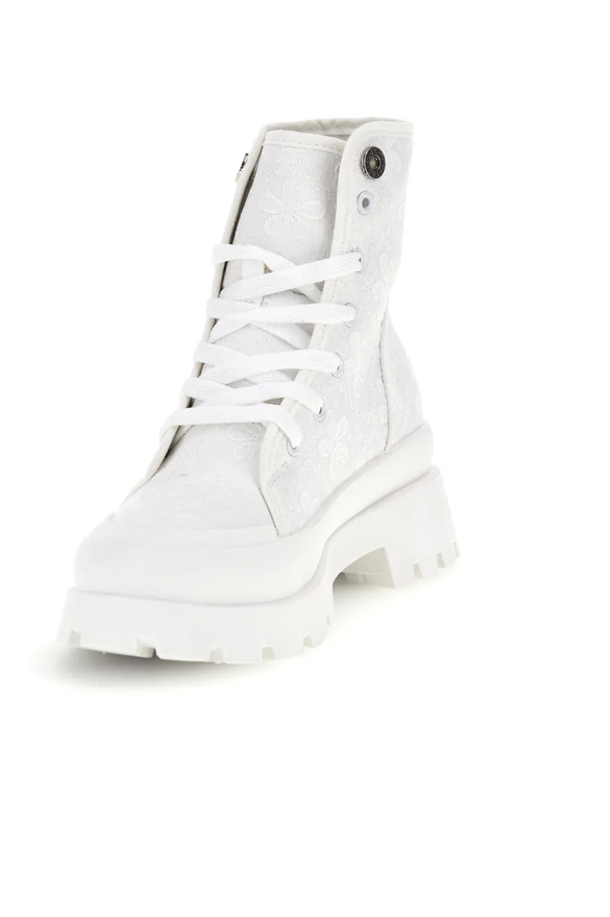 Anfibi bianchi platform tomaia ricamata Freddy S2617FY7691