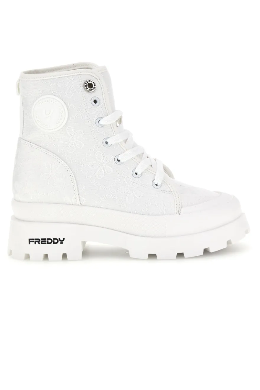 Anfibi bianchi platform tomaia ricamata Freddy S2617FY7691