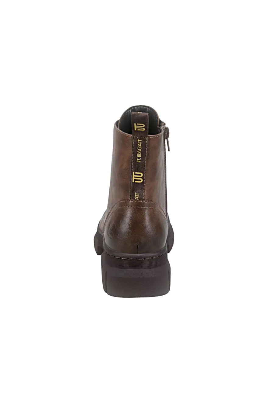 Anfibi marroni caldi con zip e suola carrarmato Bagatt D35ANC355000