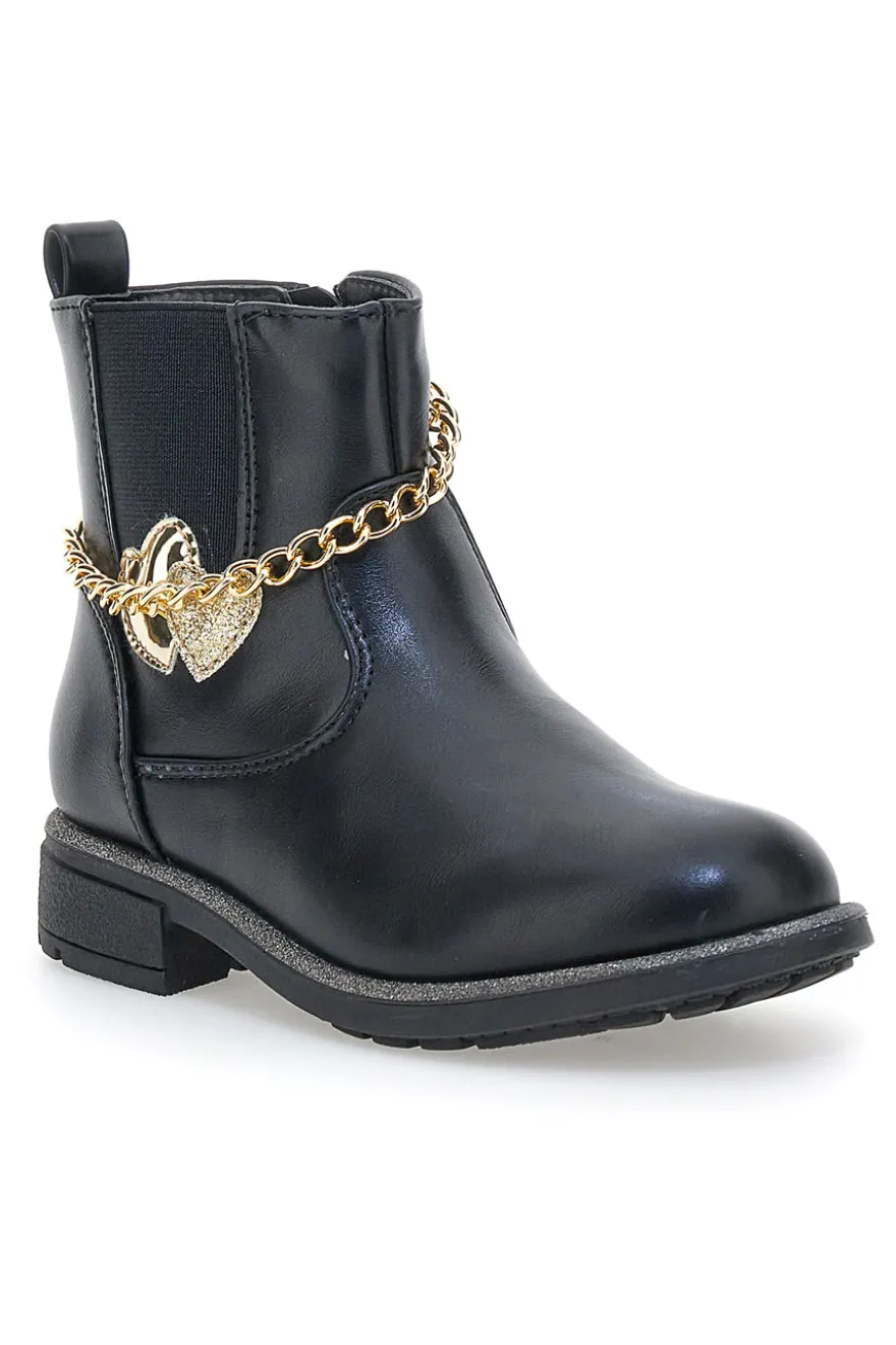Anfibi neri con catena decorativa Grazia Girl 456456