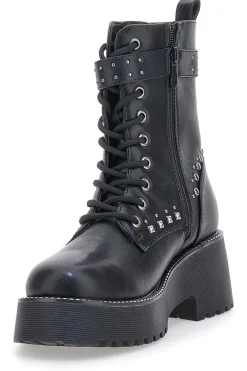 Anfibi Neri Flatform con Borchie e Cinturino Me&Me RQ24W16B