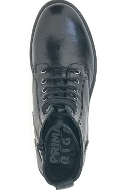 Anfibi neri in pelle con lacci Prima riga LB500