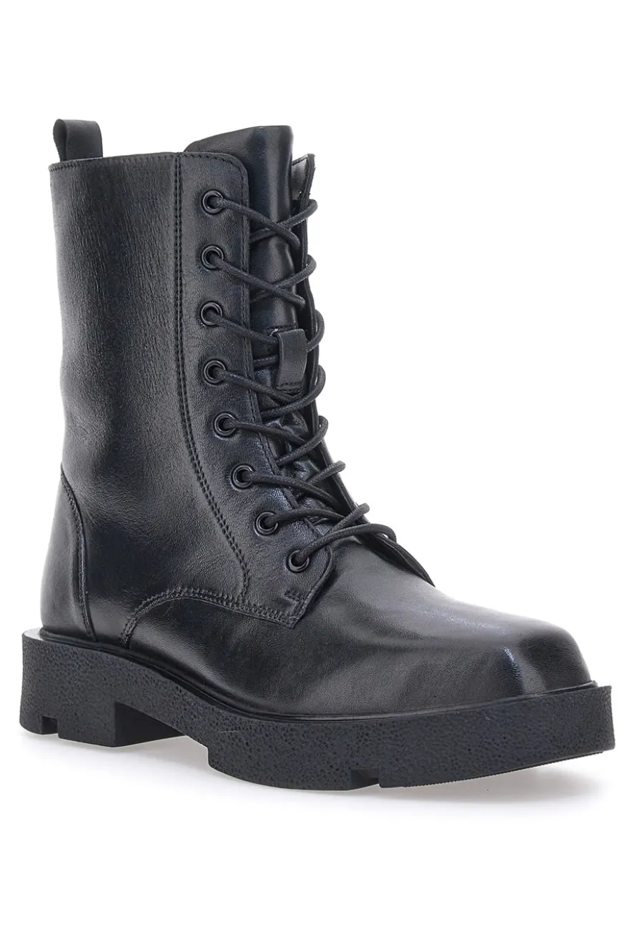 Anfibi Neri In Pelle Pittarello Rock 6680