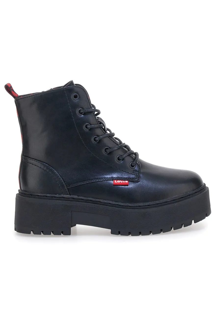 Anfibi neri platform con zip laterale e dettagli logati Levi's VCOO0021S