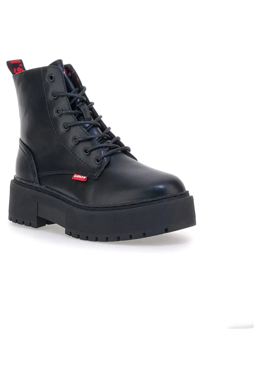 Anfibi neri platform con zip laterale e dettagli logati Levi's VCOO0021S