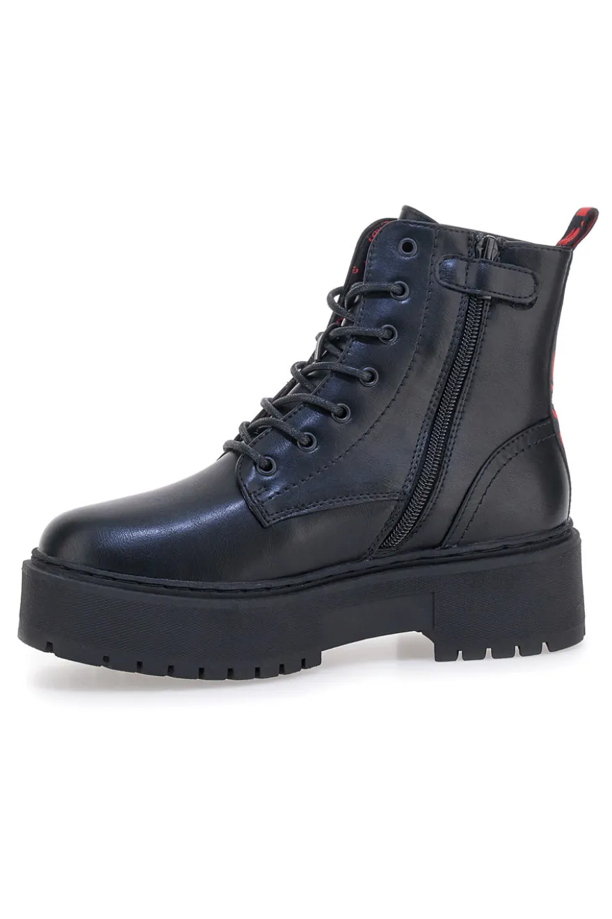 Anfibi neri platform con zip laterale e dettagli logati Levi's VCOO0021S