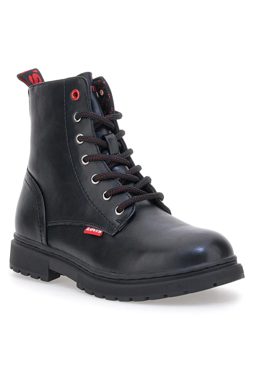 Anfibi neri stringati con dettagli rossi Levi's Catherine