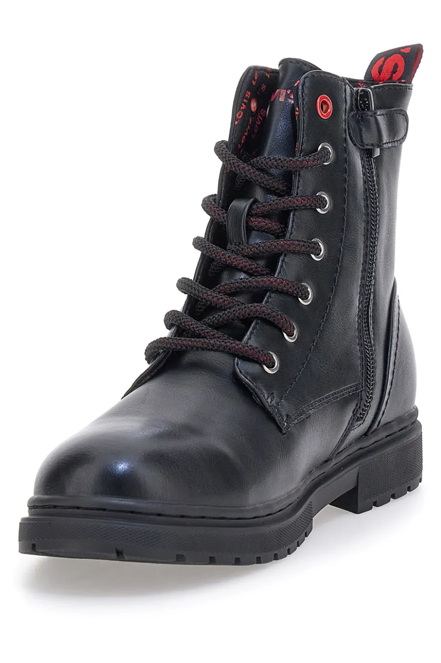 Anfibi neri stringati con dettagli rossi Levi's Catherine