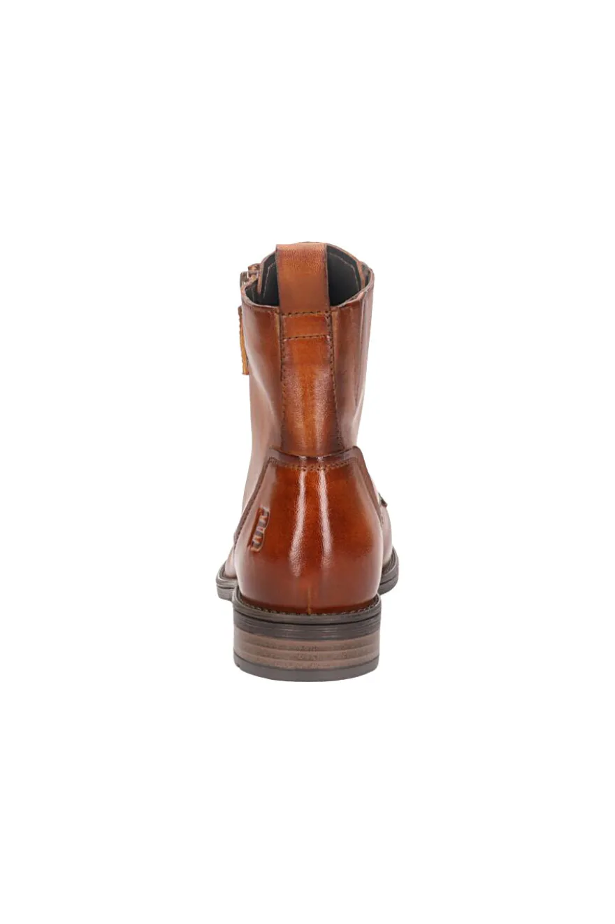 Anfibi stringati marrone cuoio in pelle con zip e rivestimento caldo Bagatt D11AFS3K4000