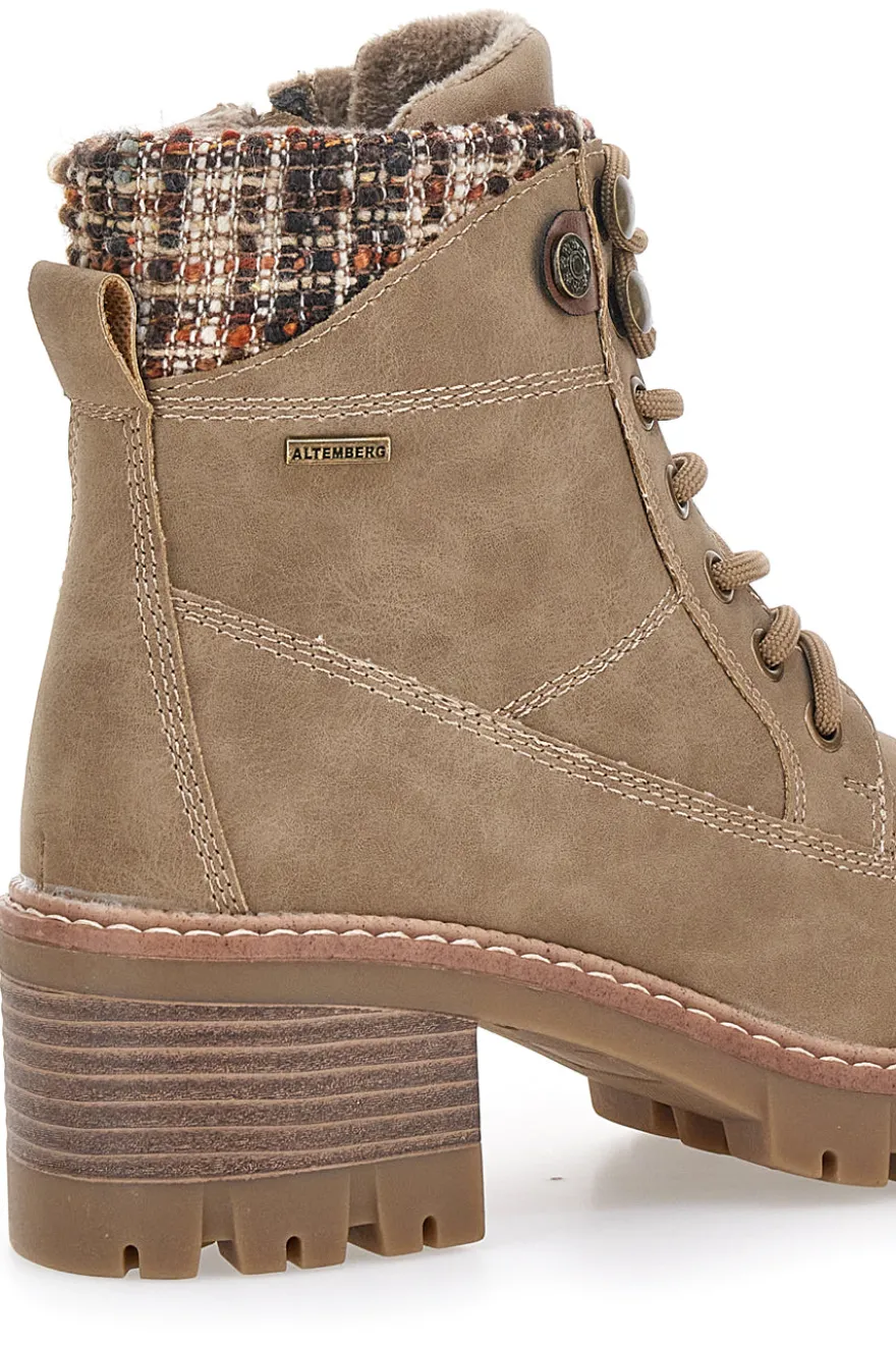 Anfibi taupe con dettaglio tweed e suola carrarmato Altemberg 4