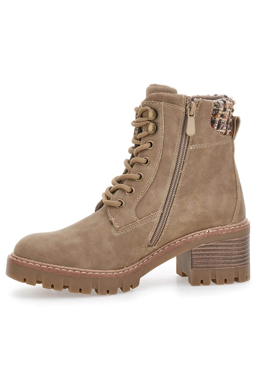 Anfibi taupe con dettaglio tweed e suola carrarmato Altemberg 4