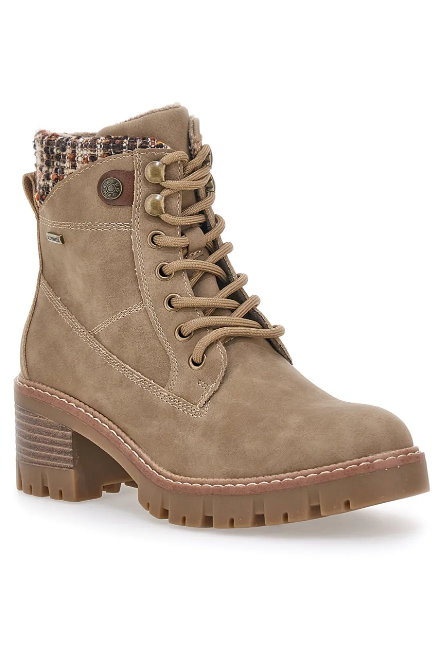 Anfibi taupe con dettaglio tweed e suola carrarmato Altemberg 4