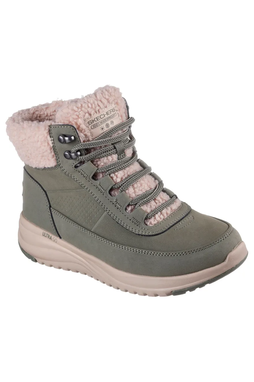 Anfibi verdi impermeabili con interno in pelliccia Skechers ON-THE-GO STELLAR ALPINE ADVENTURE